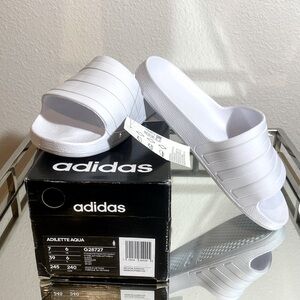 NWT Adidas Adilette Aqua Slides G28727 - White Womens US 7 Sport